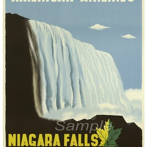 Impression d&#39;affiche de voyage American Airlines, chutes du Niagara, canada