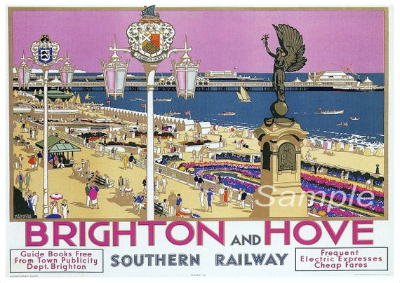 VINTAGE BRIGHTON RAILWAY ISLE OF WIGHT A2 POSTER PRINT