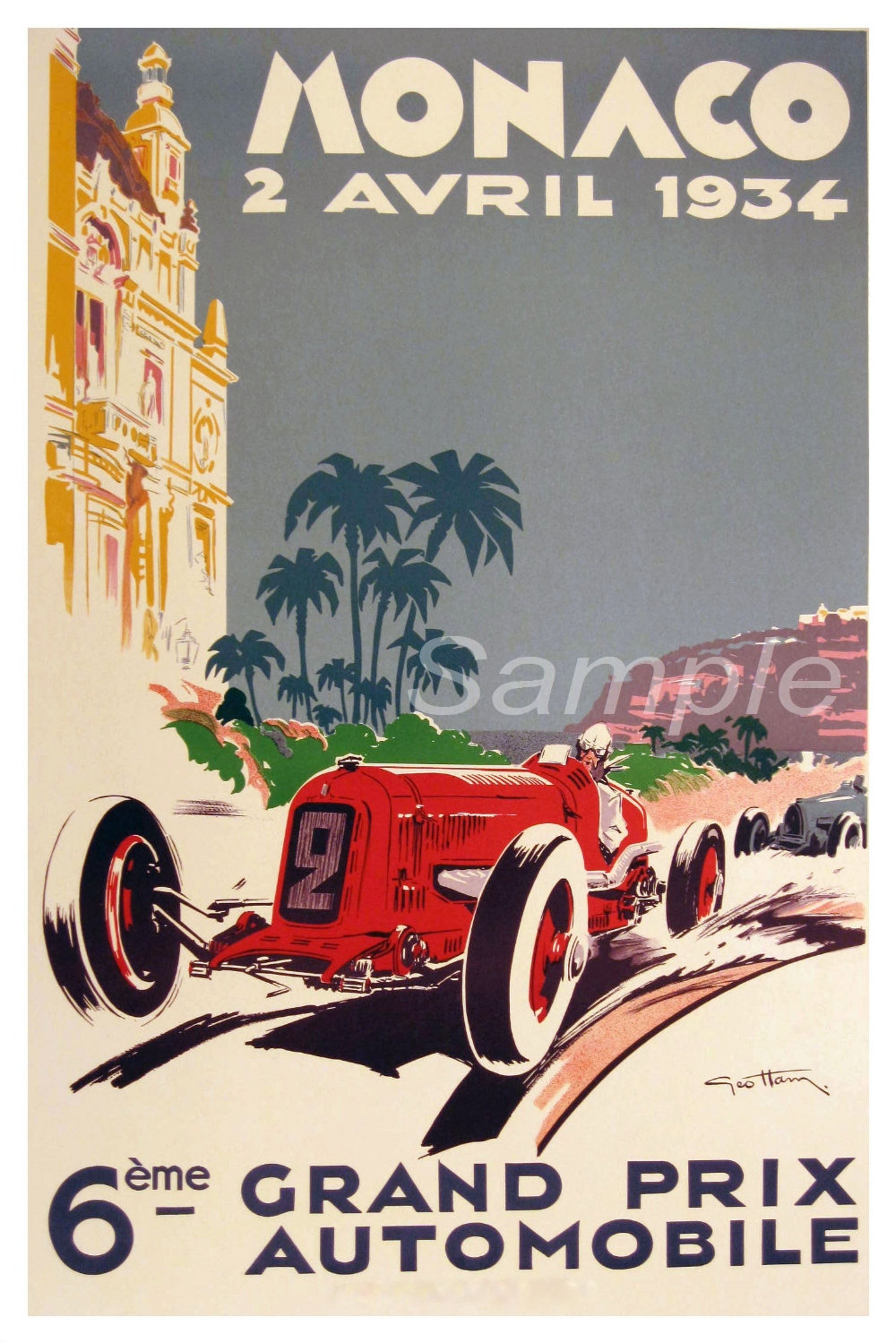 Vintage 1934 Monaco Grand Prix Poster