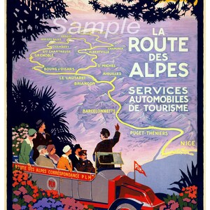 Vintage Route Des Alpes France Travel Poster Print