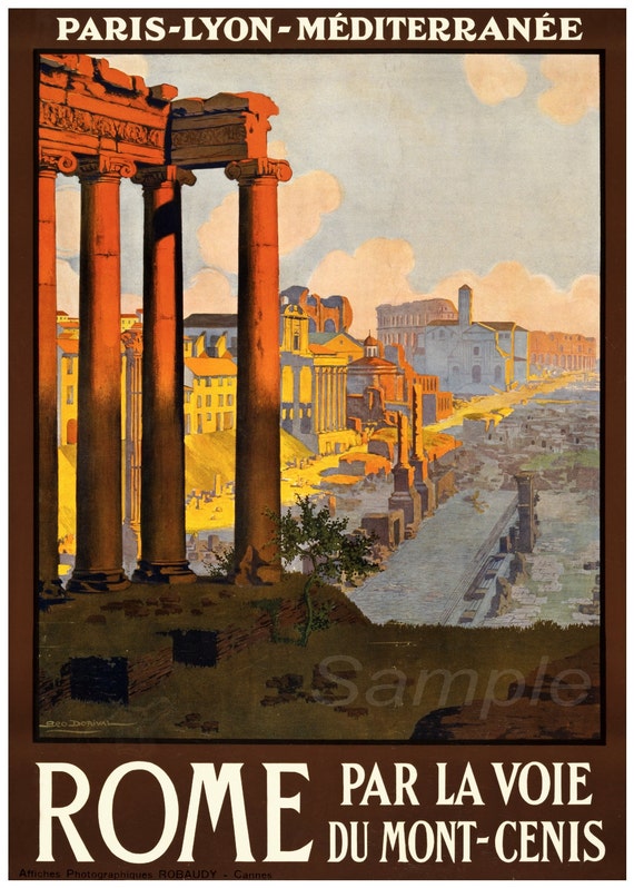 Vintage Rome Italy Travel Poster Print