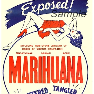 Vintage Adults Only Marihuana Movie Poster Print