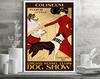 Vintage Chicago Dog Show Kennel Club Poster Print
