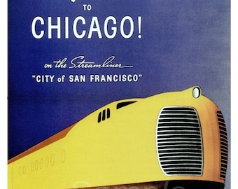 Vintage Southern Pacific Chicago Railway Poster Print
