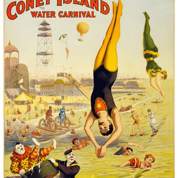 Vintage Barnum and Bailey Coney Island Advertising Poster Print
