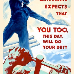 Gran Bretaña espera eso - Impresión del cartel de la guerra del deber