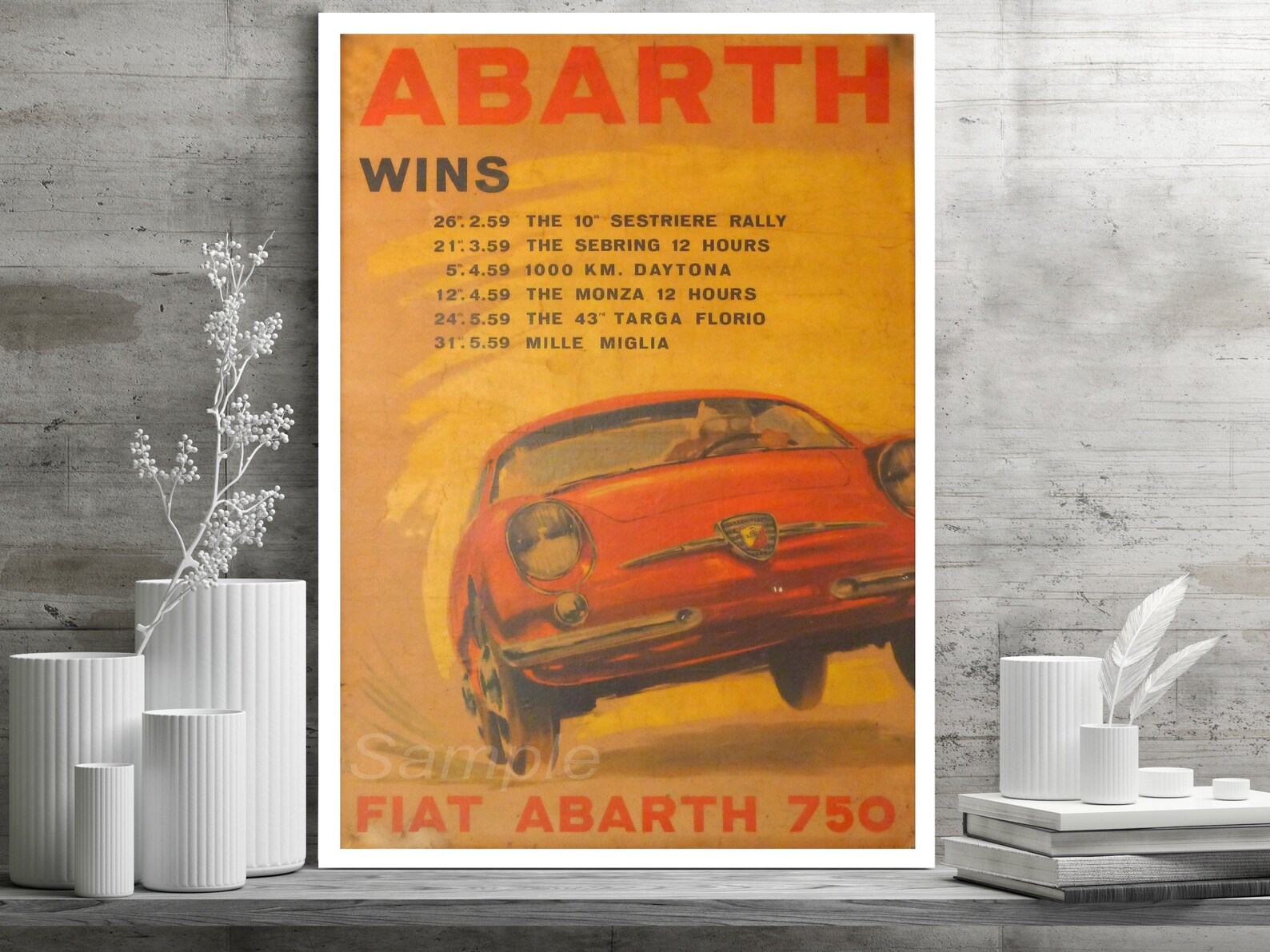 Vintage Fiat Abarth Racing Poster Print - Etsy