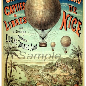 Vintage Heißluftballon Schönes französisches Werbeplakat