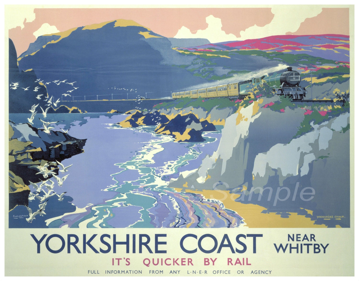 Vintage LNER Yorkshire Coast Railway Poster A3/A2/A1 Print