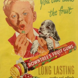 RT03 Vintage Rowntree's Fruit Gums Werbeplakat Druck