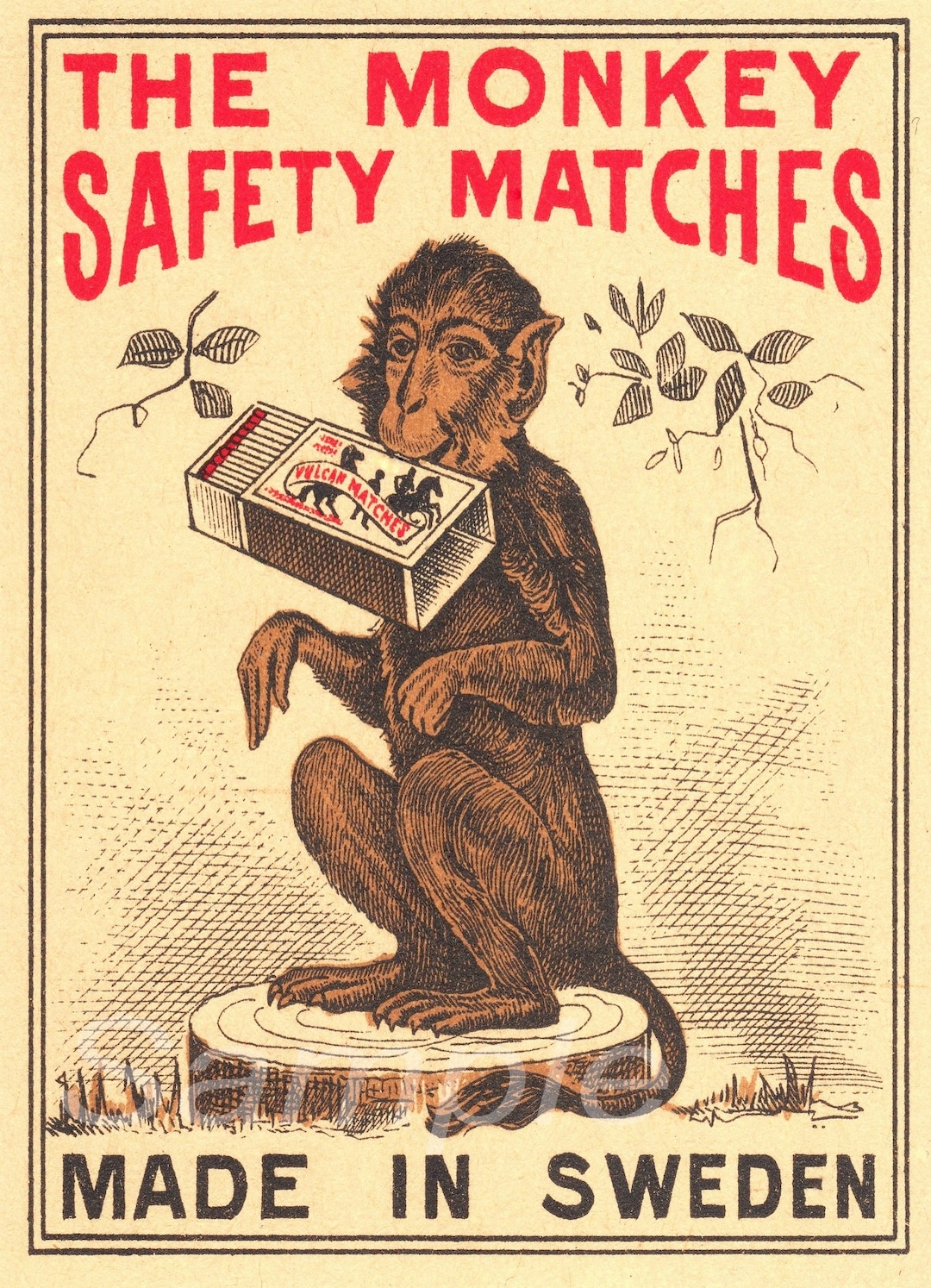 Vintage Monkey Safety Matches Advertising Poster Print - Etsy