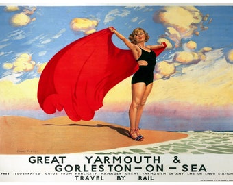 Vintage Great Yarmouth LNER Travel Poster Print