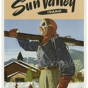 Vintage Sun Valley USA Skiing Ski Poster Print