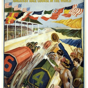 Vintage Indianapolis Motor Speedway Racing Poster Print