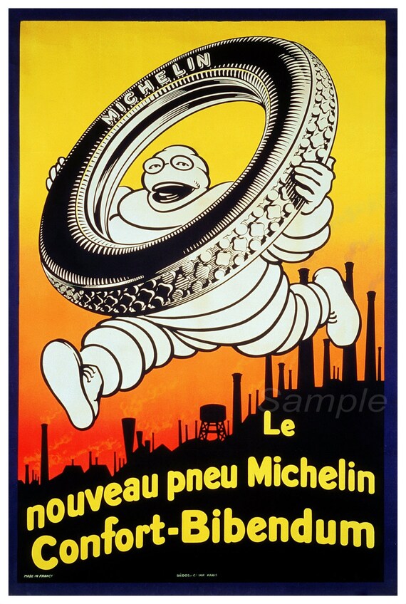 VINTAGE 1898 MICHELIN TYRES ADVERTISING A3 POSTER PRINT
