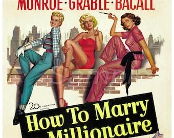 Vintage How to Marry a Millionaire Marilyn Monroe Movie Poster Print