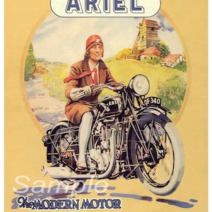 Stampa di poster pubblicitario della motocicletta Ariel d'epoca degli anni '30