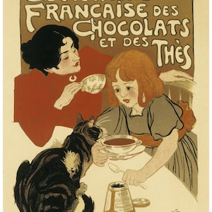 Vintage Chocolate and Tea French Advertising Poster Print