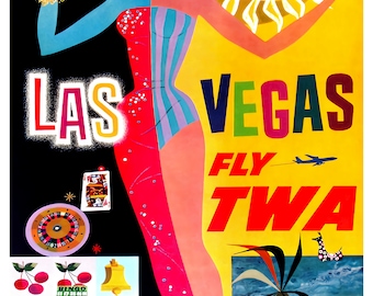 Vintage Las Vegas America TWA Travel Poster Print