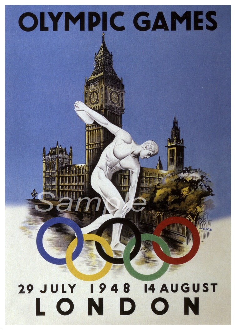 Vintage 1948 London Olympic Games Poster Print - Etsy