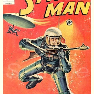 Vintage Space Man Comic Advertising Poster Print