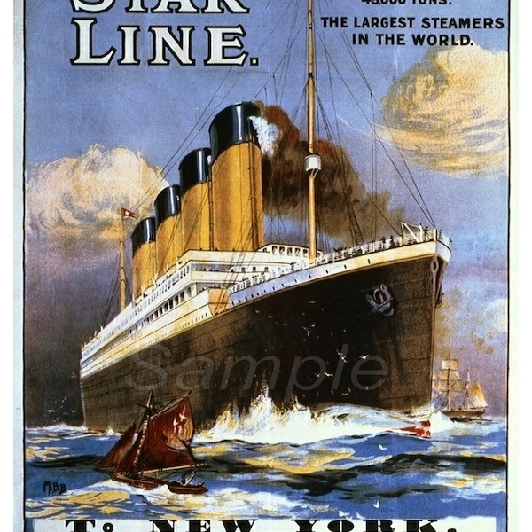 impression vintage White Star Line Titanic & Olympic Poster