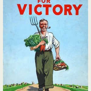 Vintage Dig on For Victory War Poster Print