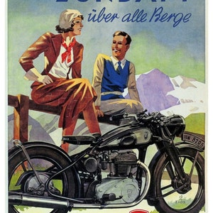 Vintage Zundapp Motorrad Werbung Poster Print