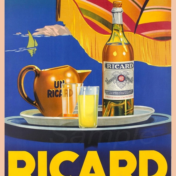 Vintage Ricard Aperitif Advertising Poster Print