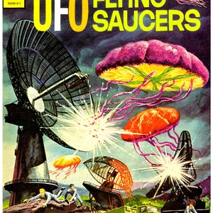 FS04 Vintage UFO Fliegende Untertassen Comic Werbeposter Druck
