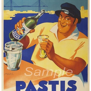 Impresión de póster publicitario francés vintage de aceitunas pastis