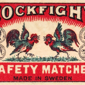 Vintage Cockfuell Sicherheit Streichhölzer Werbeplakat Druck