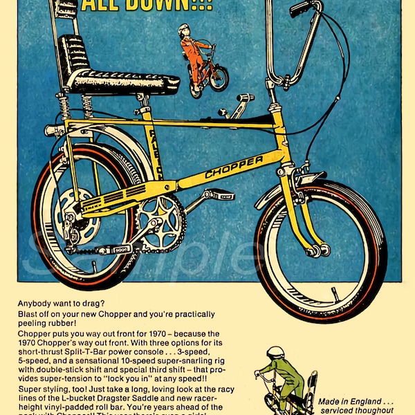 RC03 Vintage Raleigh Chopper Bicycle Advertising Poster Print