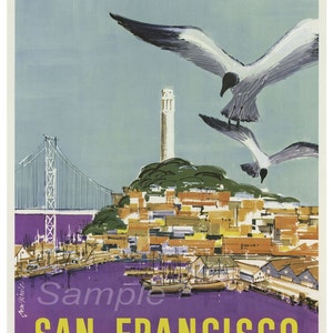 Vintage San Francisco American Air lines Travel Poster Print