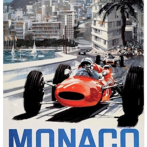 Vintage 1965 von Monaco Grand Prix Rennsport-Poster-Druck