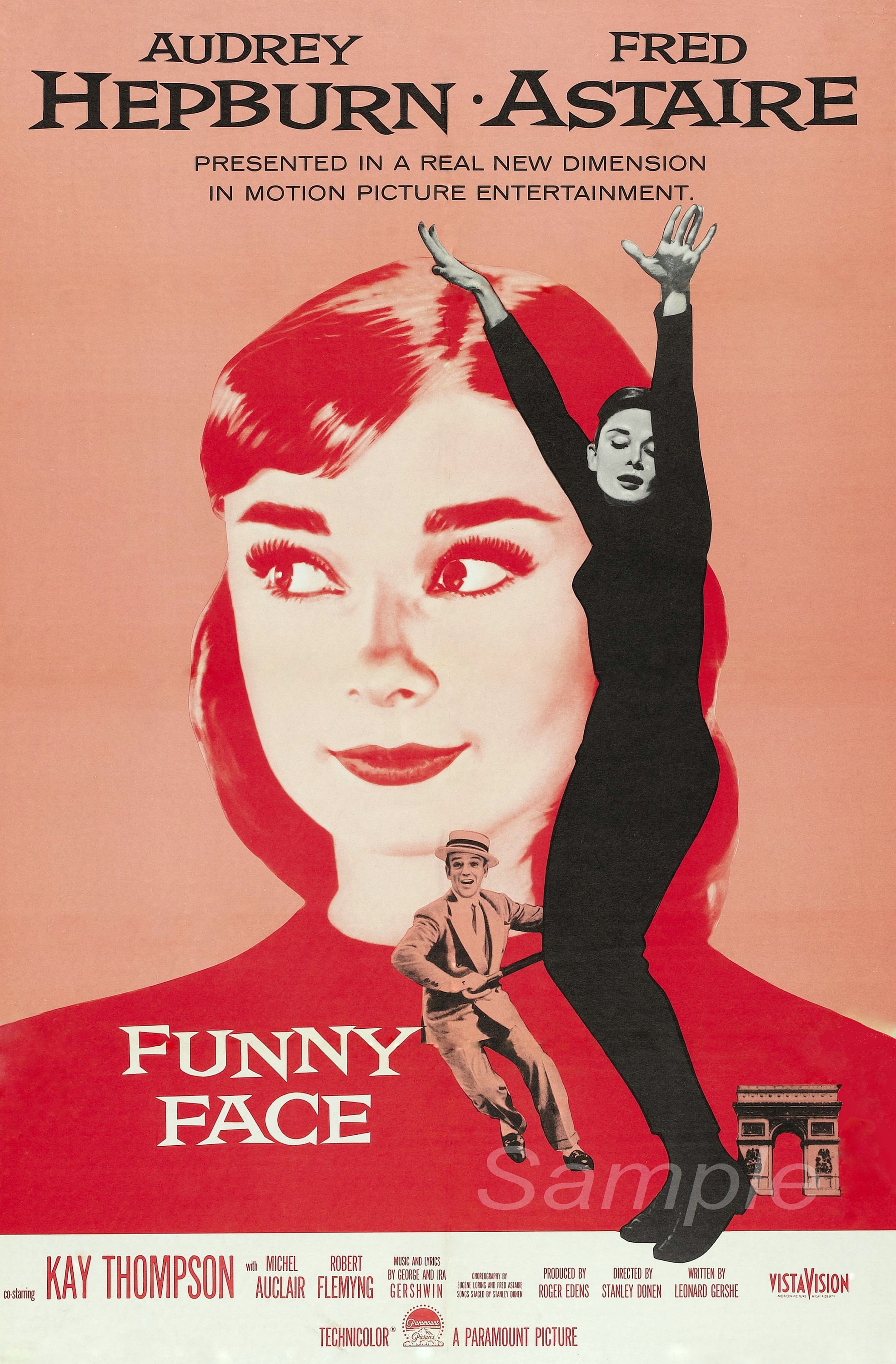Vintage lustiges Gesicht Audrey Hepburn Film Plakatdruck