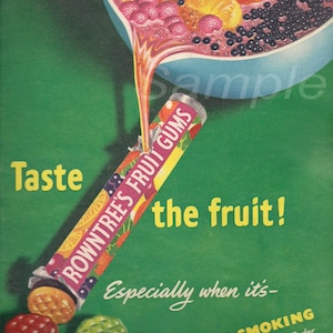 Vintage Rowntree's Fruit Gums Werbeplakat Druck
