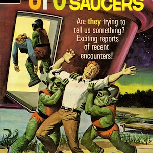 FS02 Vintage UFO Fliegende Untertassen Comic Werbeposter Druck