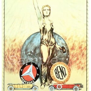 Vintage Mercedes Benz Werbeplakat Print