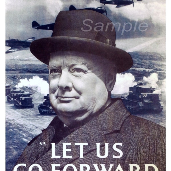 Vintage Let Us Go Forward Together Winston Churchill Poster Print