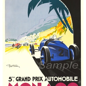 Vintage 1933 Monaco Grand Prix Racing Poster Print