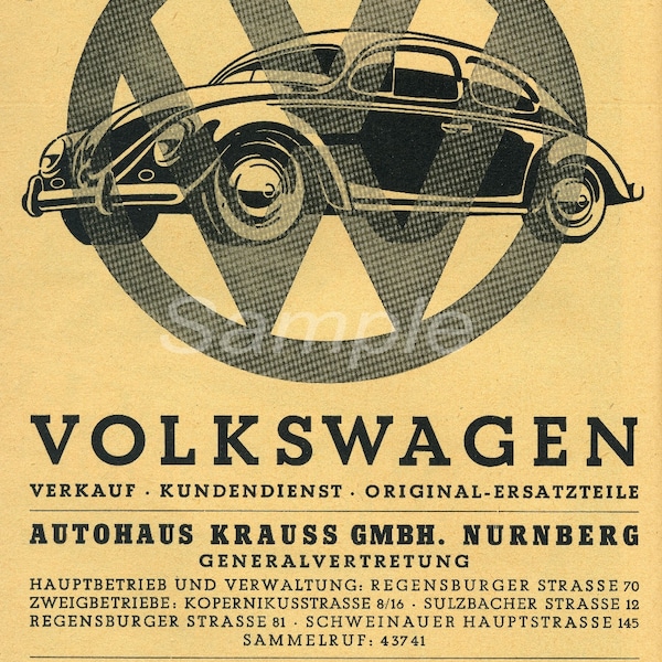 VB02 Vintage VW Volkswagen Beetle Advertising Poster Print