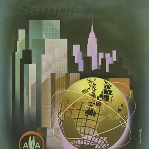 Vintage New York Worlds Fair Travel Poster Print