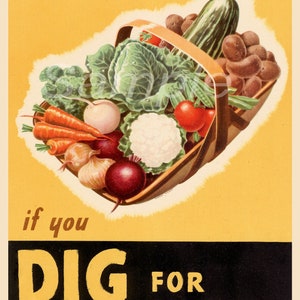 DF04 Vintage Dig For Victory War Poster Print