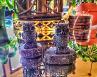 Hand Carved Shungite Owls with Pyrite Inclusions