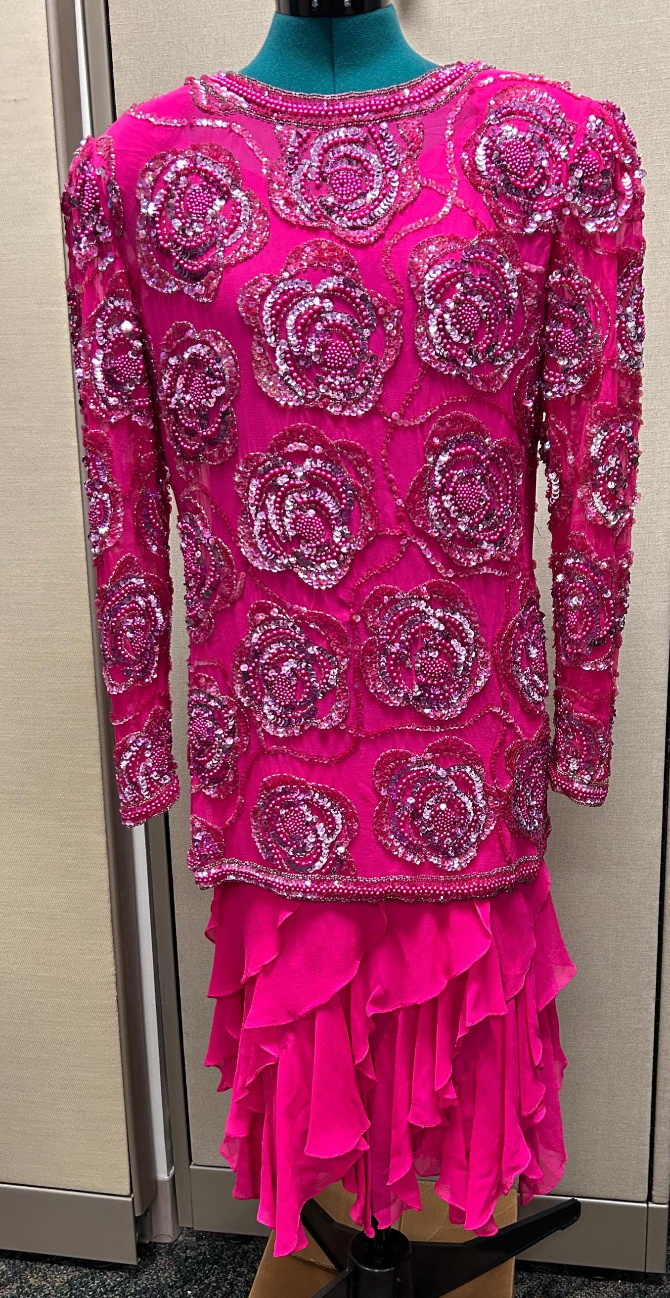 NITE LIME Vintage Dress Sequin Dress - Sz 10