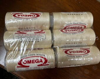 OMEGA No. 2 -275 m Crochet/Knitting 100% Nylon Thread - 6 Spools