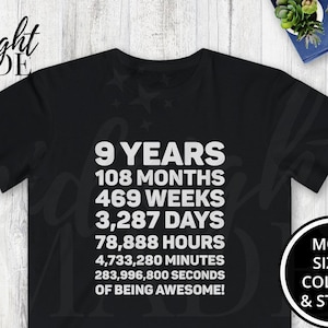 Cool 9th Birthday 9 Year Old Shirt Gift, Nine Years Awesome T-shirt Tee, 9 Year Old Tshirt Top Gift for Ninth Birthday Days Old Fun Party