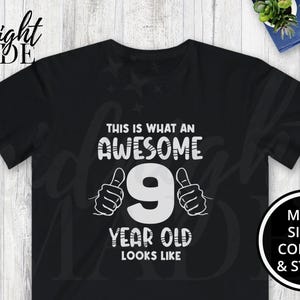Cool 9th Birthday Shirt Gift, Awesome 9 Year Old Looks Like T-shirt Tee, 9 Year Old Tshirt Top Gift for Ninth Birthday Bday Fun Theme Party