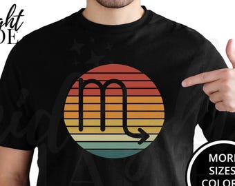 Cool Birthday Scorpio Shirt Gift, Zodiac Scorpio Retro Sunset T-shirt Tee, Astrology October November Scorpio Birthday Tshirt Top Gift